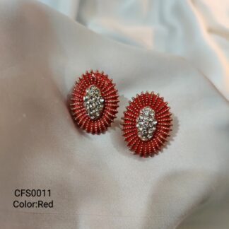 Elegant Oval Zircon-Studded Earrings |A Graceful Timeless Symbol of Elegance (CFS0011) | SBC)