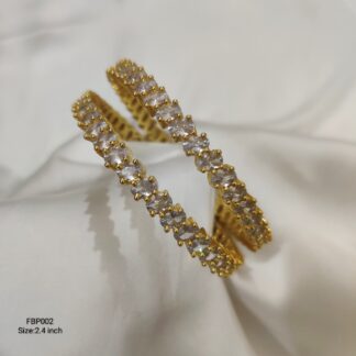 "Golden Radiance: Elegantly Crafted Crystal Studded Bangles | A Timeless Embrace of Elegance and Love (FBP002 | SBC)